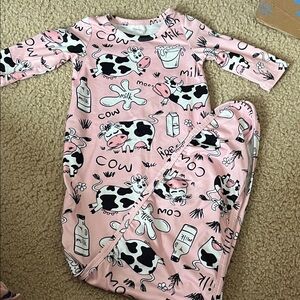 Adorable Pink Cow Print Kids Nightgown